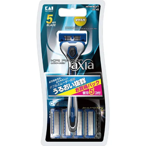 Безпечна бритва для чоловіків 5 лез + 5 змінних головок KAI Axia Razor + 5 Blades