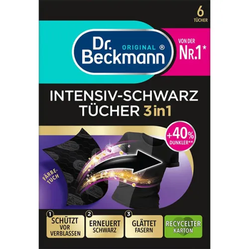 Салфетки для стирки черных вещей Dr.Beckmann Intense Black Wipes 3in1