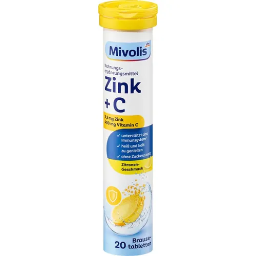 Шипучие витамины «цинк + витамин C» Mivolis Effervescent Tablets Zink + C