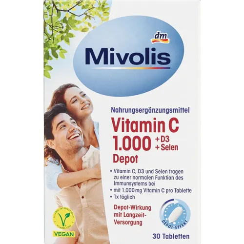 Вітаміни C та D3 + селен Mivolis Vitamin C 1000 + D3 + Selen Depot