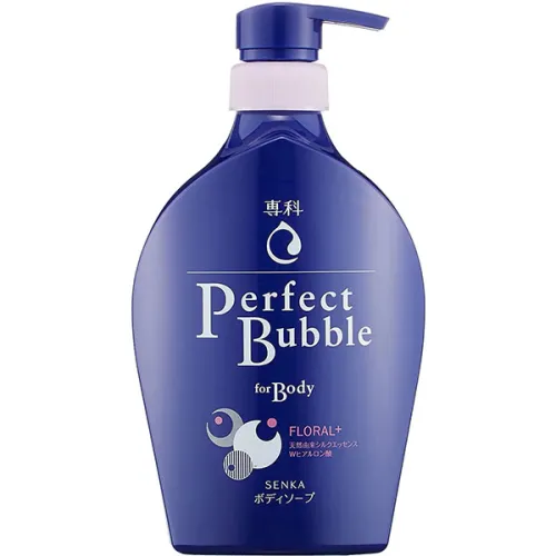 Гель для душа Shiseido Senka Perfect Bubble For Body Floral с гиалуроновой кислотой «цветочный», 500 мл.
