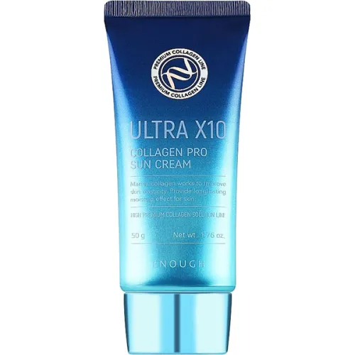 Зволожуючий сонцезахисний крем для обличчя Enough Ultra X10 Collagen Pro Sun Cream SPF50+ PA++++ з колагеном, 50 г.