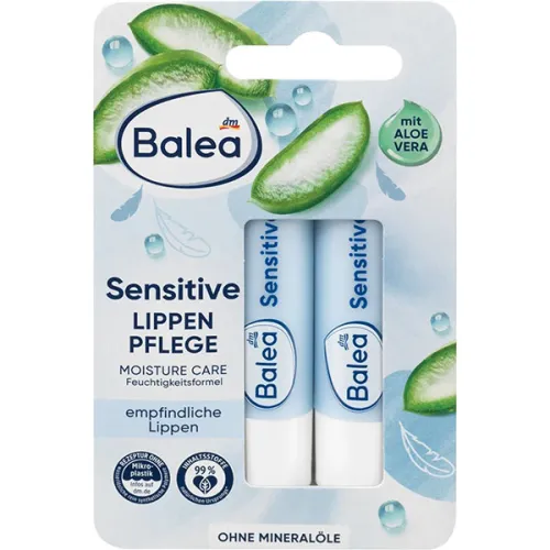 Набір бальзамів для губ «алое вера» Balea Sensitive Lip Balm, 2 шт. х 4.8 г.