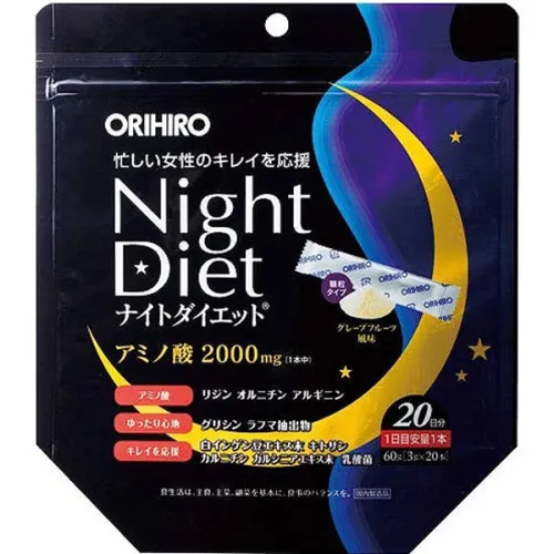 Оздоравливающая диетическая добавка для контроля веса Orihiro Night Diet Powder, 20 шт. х 3 г.