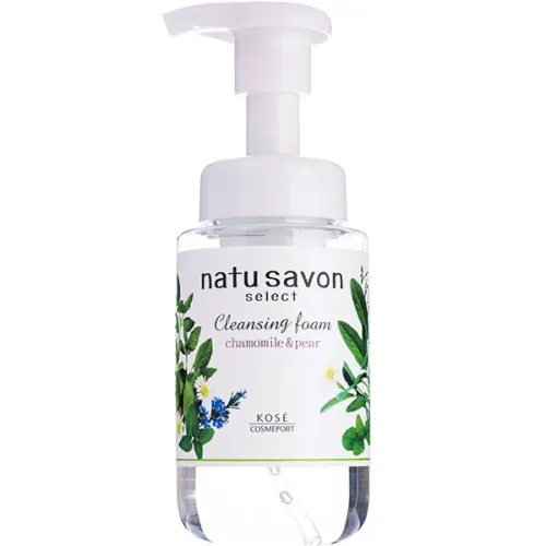 Очищающая пенка для лица Kose Softymo Natu Savon Select White Cleansing Foam Chamomile & Pear с ароматом ромашки и груши