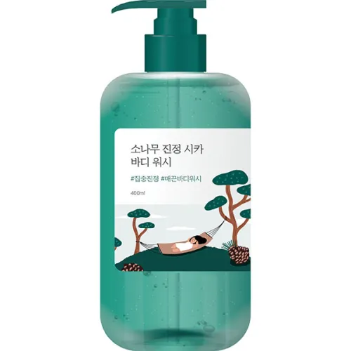Успокаивающий гель для душа Round Lab Pine Calming Cica Body Wash с экстрактом иголок сосны, 400 мл.