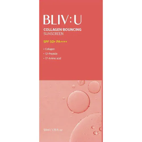 Сонцезахисний крем для обличчя BLIV:U Collagen Bouncing Sunscreen SPF50+ PA++++, 2 мл. - вигляд 2