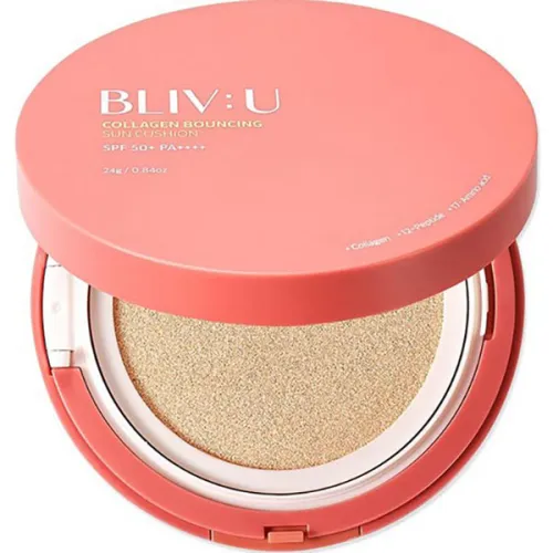 Сонцезахисний кушон для обличчя BLIV:U Collagen Bouncing Sun Cushion SPF50+ PA++++ з колагеном, 24 г.