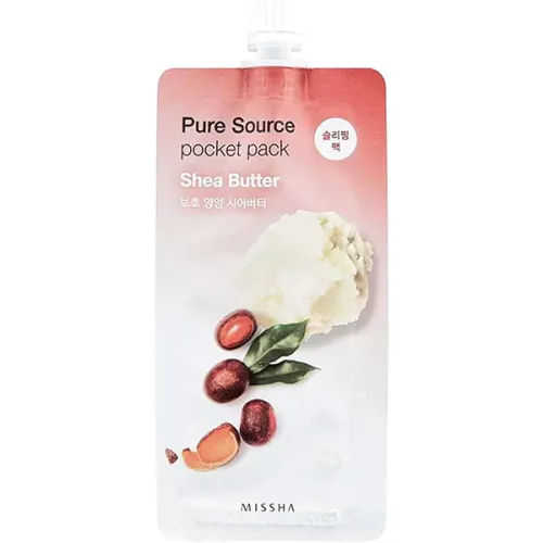 Ночная питательная маска для лица Missha Pure Source Pocket Pack Shea Butter с маслом ши, 10 мл.