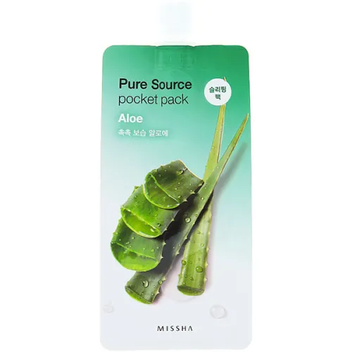 Нічна маска для обличчя Missha Pure Source Pocket Pack Aloe з екстрактом алое, 10 мл.