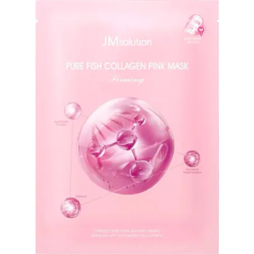 Укрепляющая тканевая маска для лица JMsolution Pure Fish Collagen Pink Mask с коллагеном, 30 мл.