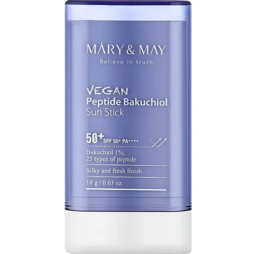Солнцезащитный стик Mary & May Vegan Peptide Bakuchiol Sun Stick SPF50+ PA++++ с бакучиолом и пептидами, 18 г.
