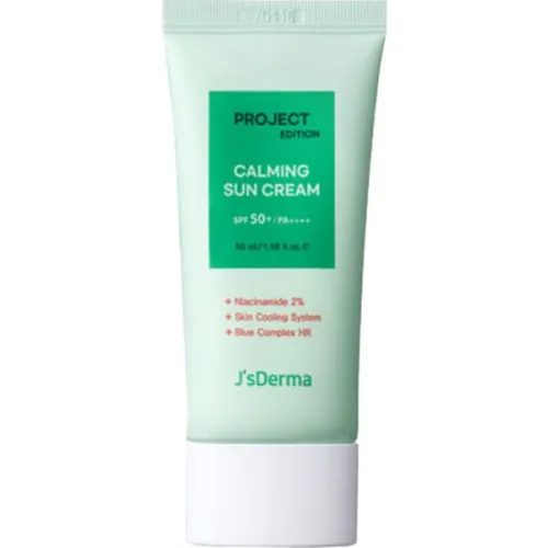 Успокаивающий солнцезащитный крем для лица JsDerma Project Edition Calming Sun Cream SPF50+ PA++++ с экстрактом центеллы, 50
