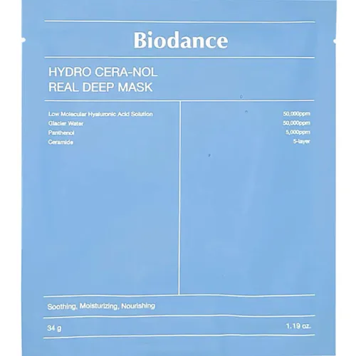 Відновлююча нічна гідрогелева маска для обличчя Biodance Hydro Cera-Nol Real Deep Mask з керамідами та пантенолом, 34 г.