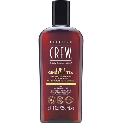 Шампунь, кондиціонер та гель для душу «імбир та чай» American Crew 3in1 Ginger & Tea Shampoo Conditioner & Body Wash, 250 мл.