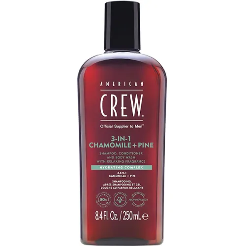 Шампунь, кондиціонер та гель для душу «ромашка та сосна» American Crew 3in1 Chamomile & Pine Shampoo Conditioner & Body