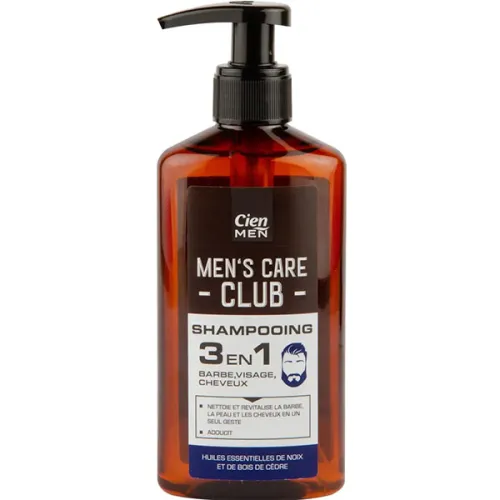 Мужской шампунь 3в1 для волос, бороды и тела Cien Men’s Care Club Shampoo 3in1 Face Beard & Hair, 190 мл.