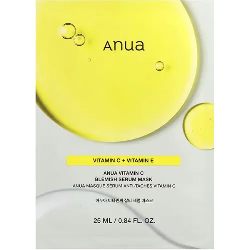 Відбілююча маска для обличчя Anua Green Lemon Vita C Blemish Serum Mask з вітаміном С, 25 мл.