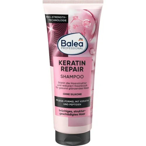 Восстанавливающий шампунь для поврежденных и пористых волос Balea Professional Keratin Repair Shampoo с кератином, 250 мл.