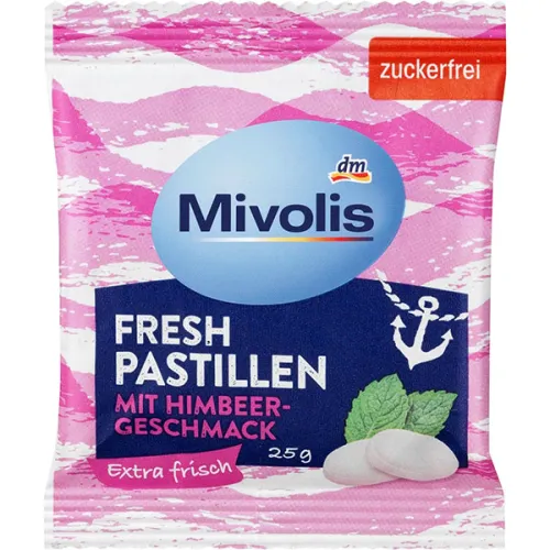 Пастилки для освежения дыхания «малина» Mivolis Fresh Pastilles Raspberry, 25 г.