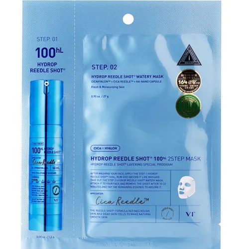 Двухэтапная увлажняющая тканевая маска для лица VT Cosmetics Hydrop Reedle Shot 100hL Mask, 1.5 г. + 25 г.