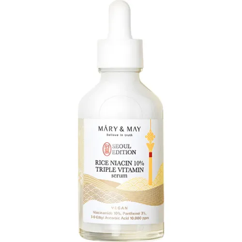 Освітлювальна сироватка для обличчя Mary & May Rice Niacin 10% Triple Vitamin Serum Seoul Edition з ніацинамідом і