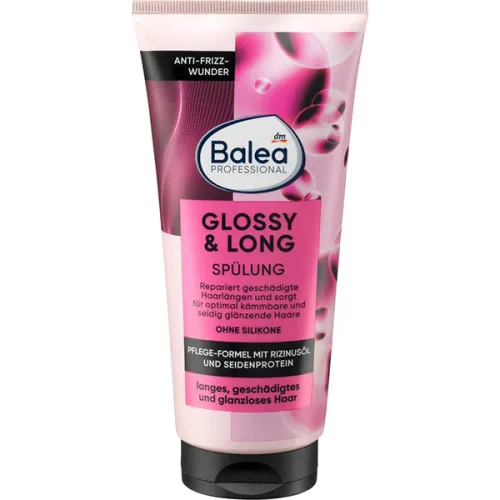 Кондиціонер для волосся рициновою олією та протеїном шовку Balea Professional Glossy & Long Conditioner, 200 мл.