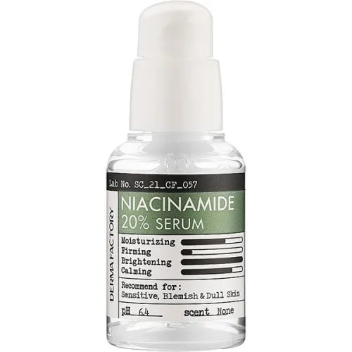 Заспокійлива сироватка для обличчя Derma Factory Niacinamide 20% Serum з ніацинамідом, 30 мл.