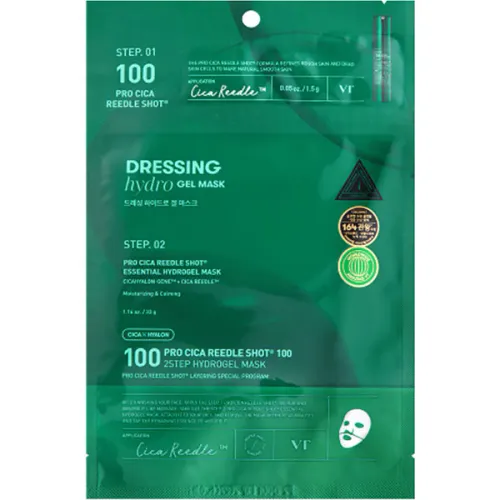 Двухэтапная успокаивающая гидрогелевая маска для лица VT Cosmetics Pro Cica Reedle Shot 100hL Hydrogel Mask с экстрактом