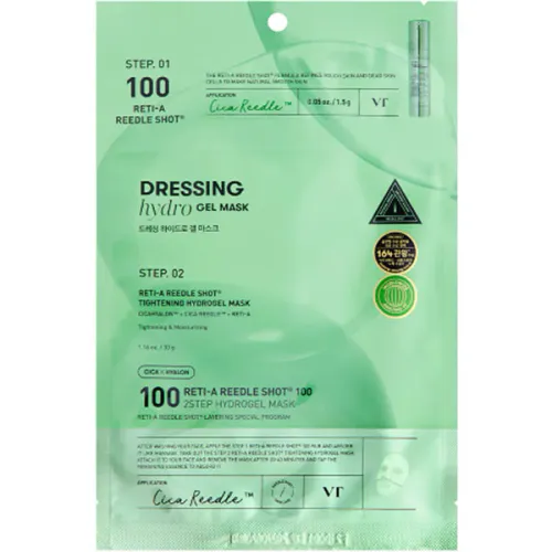 Двухэтапная осветляющая гидрогелевая маска для лица VT Cosmetics Reti-A Reedle Shot 100hL Hydrogel Mask с ретинолом, 1.5 г.