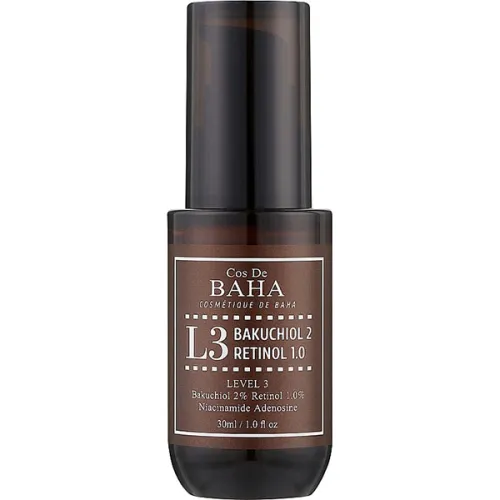 Антивозрастная сыворотка для лица Cos De Baha L3 Bakuchiol & Retinol Serum с ретинолом и бакучиолом, 30 мл.