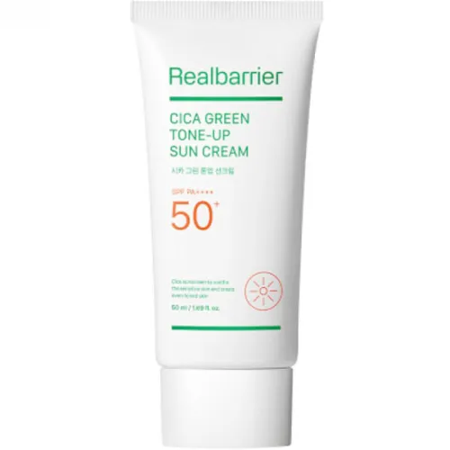 Солнцезащитный успокаивающий крем для лица Real Barrier Cica Green Tone-Up Sun Cream SPF50+ PA++++ с экстрактом центеллы, 50