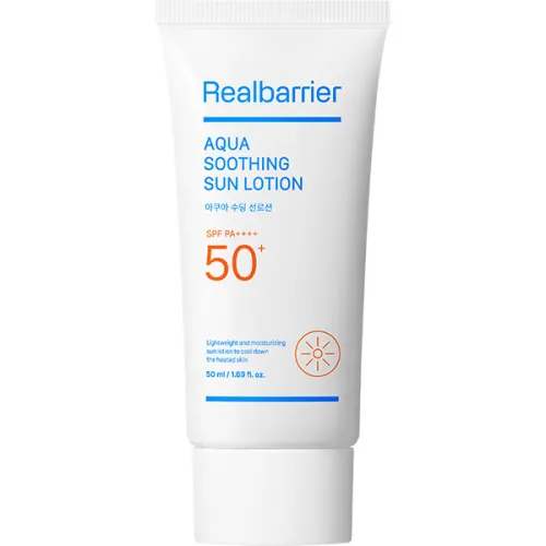 Увлажняющий солнцезащитный лосьон для лица Real Barrier Aqua Soothing Sun Lotion SPF50+ PA++++ с охлаждающим действием, 50
