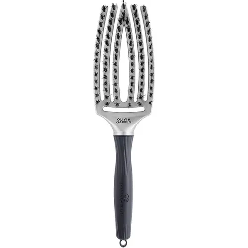 Комбінована, масажна щітка для волосся «срібло» Olivia Garden Finger Brush Combo Medium Trinity Silver