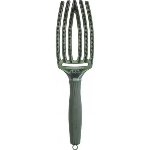 Комбінована, масажна щітка для волосся «зелений смарагд» Olivia Garden Finger Brush Combo Medium Midnight Green Emerald