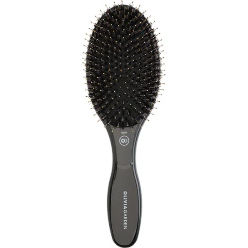Масажна щітка для волосся Olivia Garden Expert Care Oval Boar & Nylon Bristles Black з нейлоновими зубцями та щетиною кабана