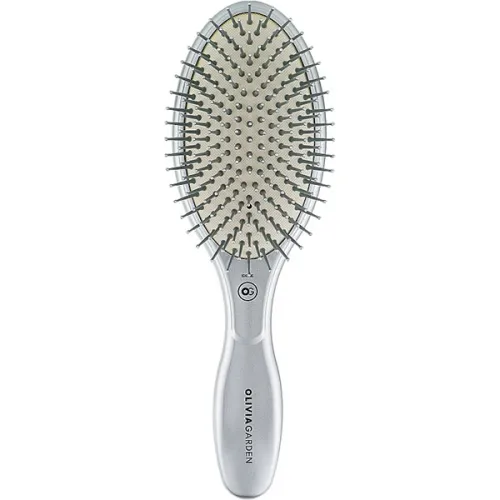 Масажна щітка для волосся Olivia Garden Expert Care Oval Nylon Bristles Silver з нейлоновими зубцями