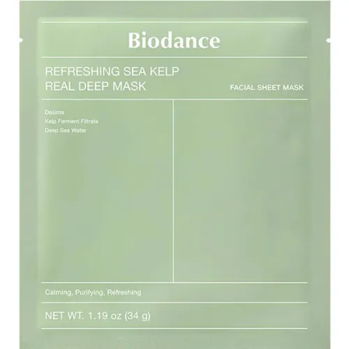 Гідрогелева маска для обличчя Biodance Refreshing Sea Kelp Real Deep Mask з морськими водоростями, 34 г.