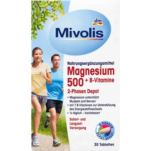 Магній та вітаміни групи B Mivolis Magnesium 500 + B-Vitamine 2-Phasen Depot