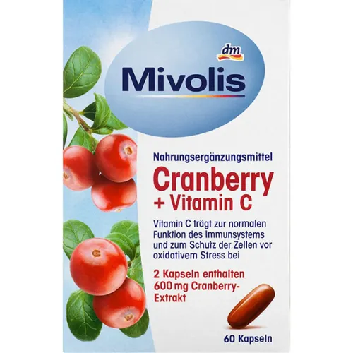 Пищевая добавка Mivolis Cranberry + Vitamin C с экстрактом клюквы и витамином С