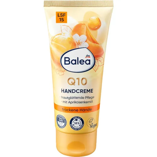 Крем для рук Balea Q10 Hand Cream Apricot Oil SPF15 з Q10 та абрикосовою олією, 100 мл.