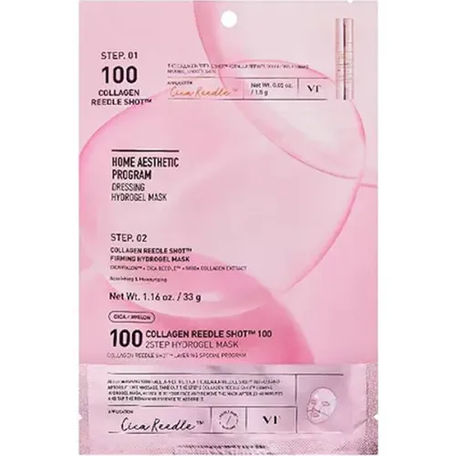 Двоетапна зволожуюча гідрогелева маска для обличчя VT Cosmetics Collagen Reedle Shot 100 Hydrogel Mask з колагеном, 1.5 г. +
