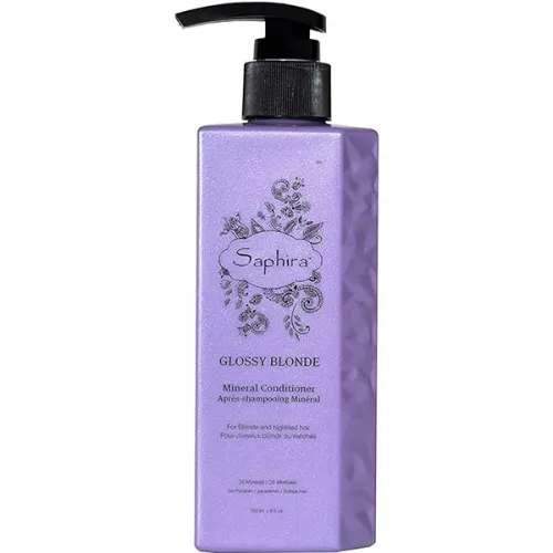 Мінеральний кондиціонер для нейтралізації жовтизни волосся Saphira Glossy Blonde Mineral Conditioner, 250 мл.