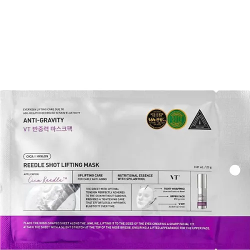 Тканевая лифтинг-маска для лица VT Cosmetics Anti-Gravity Reedle Shot Lifting Mask с микроиглами, 23 г.