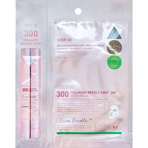 Двухэтапная увлажняющая тканевая маска для лица VT Cosmetics Collagen Reedle Shot 300 Mask с коллагеном, 1.5 г. + 25 г.