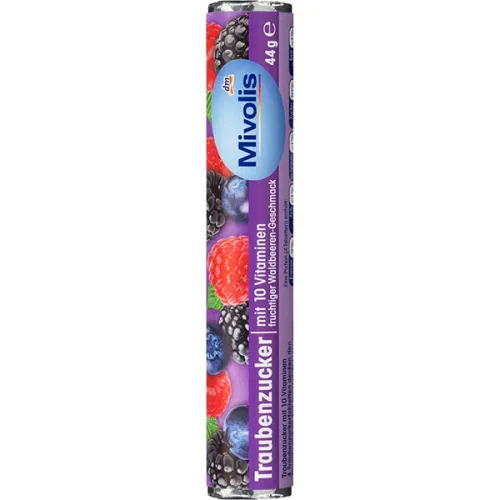 Декстроза Mivolis Dextrose Wildberry With 10 Vitamins с 10 витаминами «дикие ягоды», 44 г.