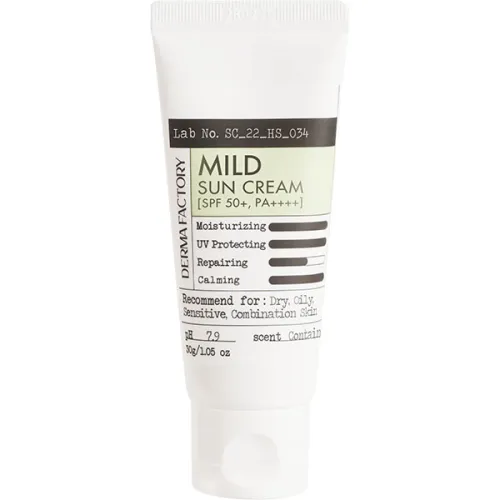 М'який сонцезахисний крем для обличчя Derma Factory Mild Sun Cream SPF50+ PA++++ з екстрактом полину, 30 г.