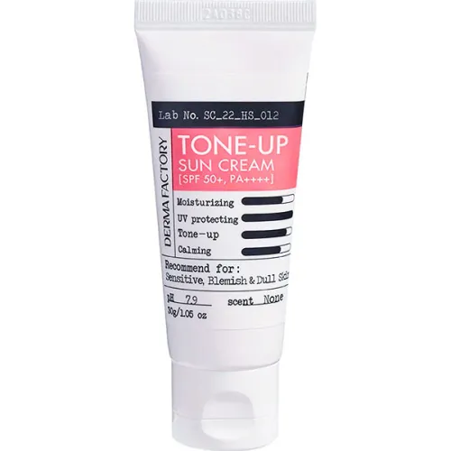 Сонцезахисний крем для проблемної шкіри обличчя Derma Factory Tone-Up Sun Cream SPF50+ PA++++ з каламіном, 30 г.