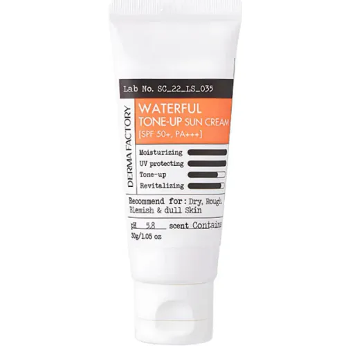 Сонцезахисний крем для обличчя Derma Factory Waterful Tone-Up Sun Cream SPF 50+ PA+++ з екстрактом обліпихи, 30 г.
