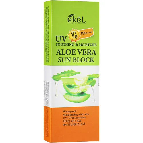 Сонцезахисний крем для обличчя Ekel Soothing & Moisture Aloe Vera Sun Block SPF50 PA+++, 70 мл. - вигляд 2